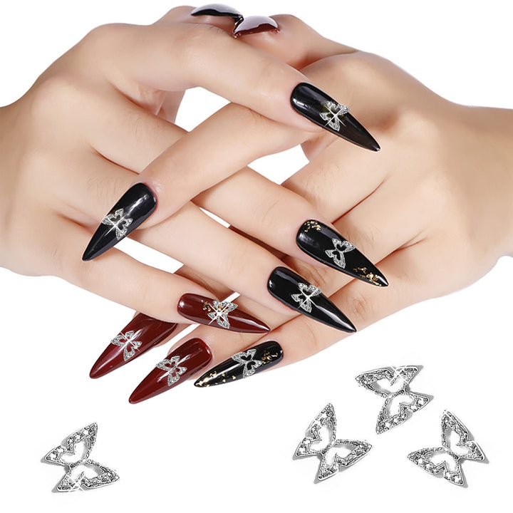 62pcs 3D Butterfly Nail Charms 50pcs Silver Nail Butterfly Charms for Nails 12pcs Zircon Crystal Butterfly Nail Gems Nail Charms for Acrylic Nails Butterfly Nail 3D Charms for Nails