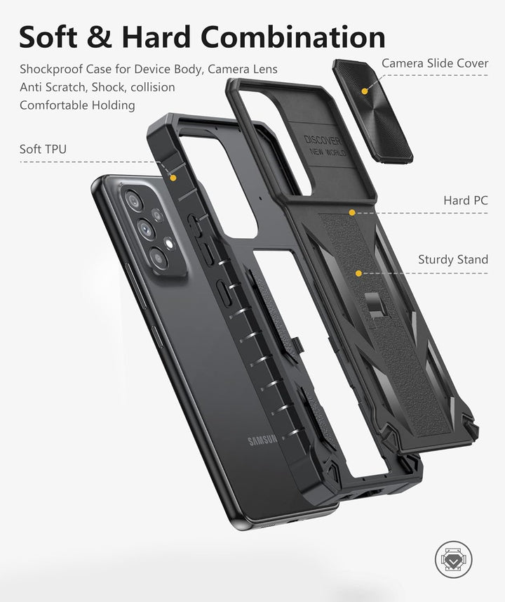 for Samsung Galaxy A53 5G Case: Military Grade Drop Proof Protection Cover with Kickstand | Matte Textured Rugged Shockproof TPU | Protective Cell Phone Case for Galaxy A53 5G Phone