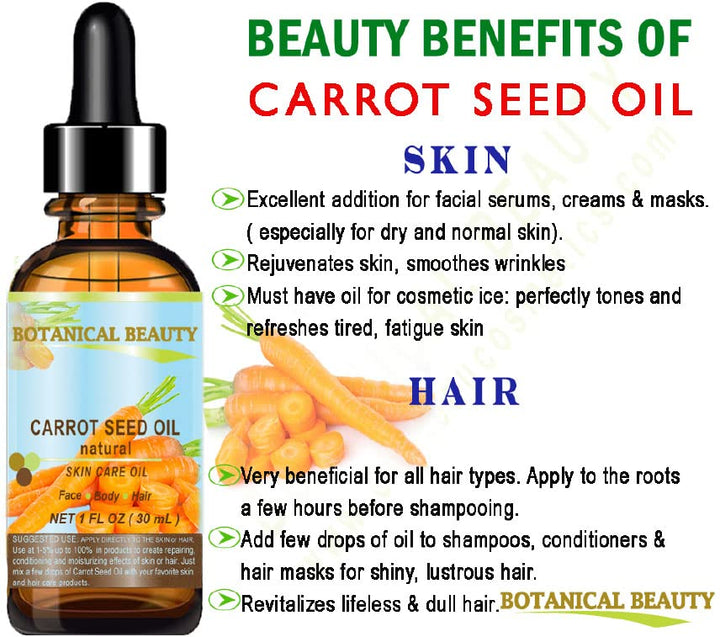 CARROT SEED OIL 100 % Natural Cold Pressed Carrier Oil. 0.33 Fl.oz.- 10 ml. Skin, Body, Hair and Lip Care. One of the best oils to rejuvenate and regenerate skin tissues.”