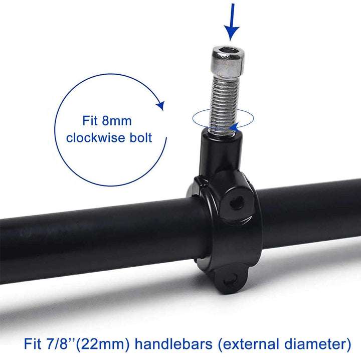 0413 8MM 7/8 Handlebar Mirror Mounts Motorcycle Mirror Mount Adaptor Holder Clamp Bracket Black Aluminum Right-Handed (Clockwise)
