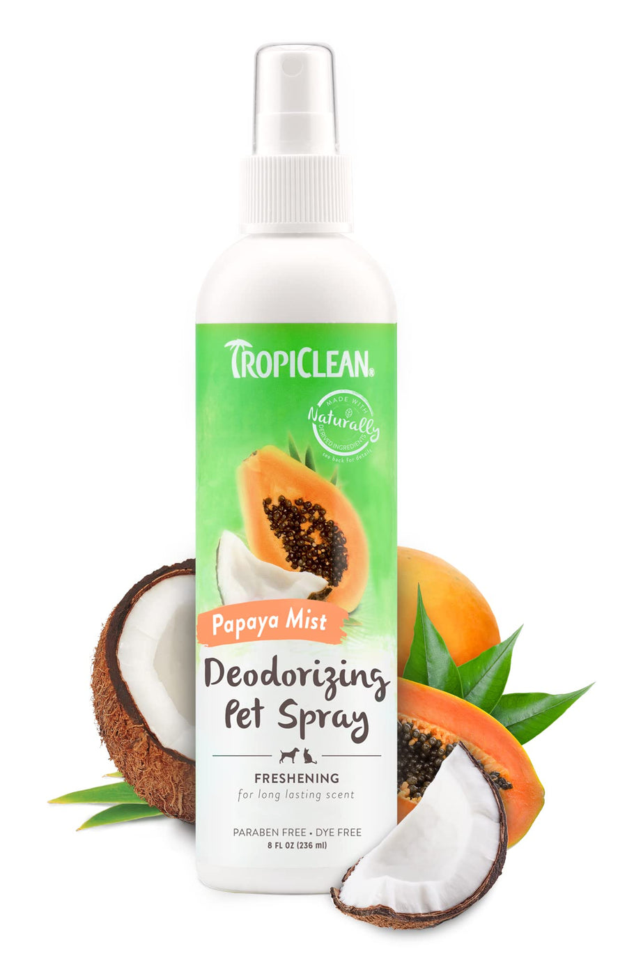 Dog Perfume, Long Lasting Papaya Cologne, Deodorizing Spray for Smelly Dogs, After Bath Detangling Spray with Vitamin E, Safe for Cats, 8oz.