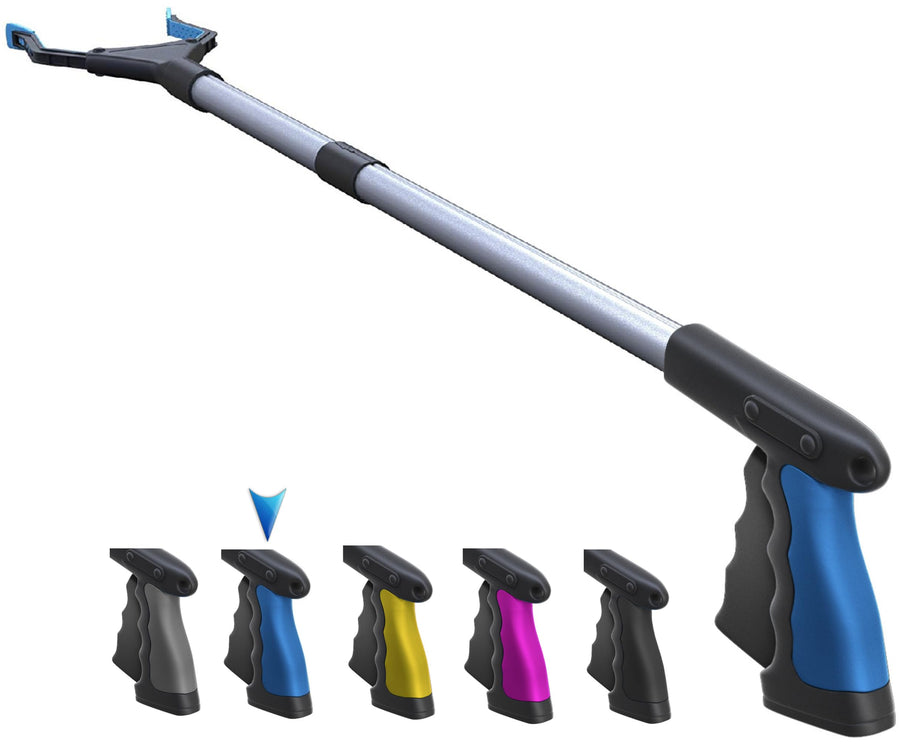 PowerGrip T9, Grabber Reacher Tool, Wide Jaw, Foldable, Steel Cable, with 96 Grip Points for Firm Grip, 32 with Magnet