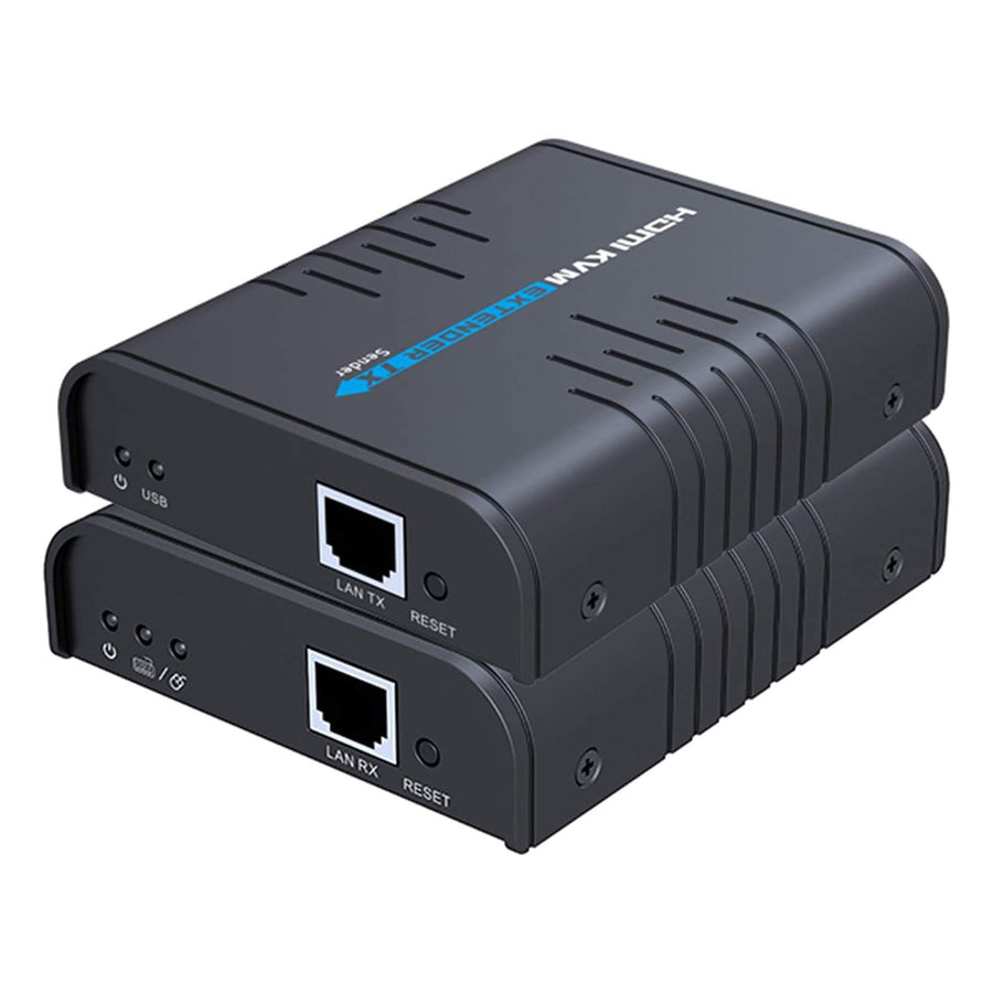 USB HDMI KVM Extender Over Single Cat 5/5E/6/7 Ethernet Cable- Signal Extension Up to 120m/365Ft- USB Keyboard Mouse Support- Adapter for Residential/Commercial Use