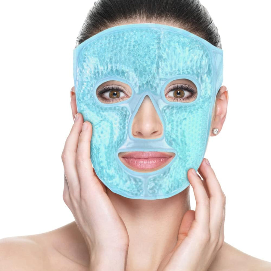 Gel Face Mask Cold Face Eye Mask Gel Beads Hot Cold Compress Therapy for Puffy Eyes, Migraines Relief, Skin Care, Puffiness, Acne - Blue