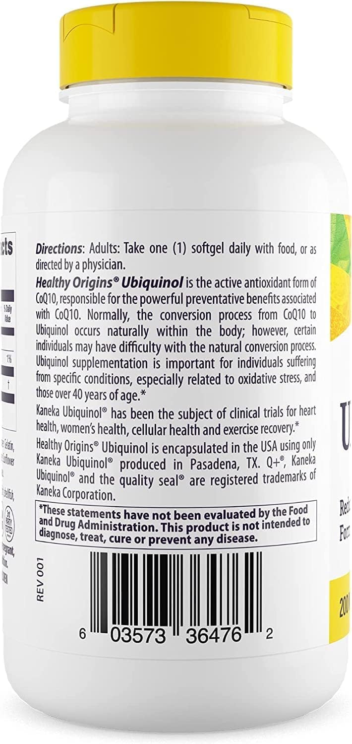 Ubiquinol (Active Form of CoQ10), 200 mg - Kaneka Ubiquinol Supplements for Heart Health & Antioxidant Support - Gluten-Free & Non-GMO Supplement - 150 Softgels