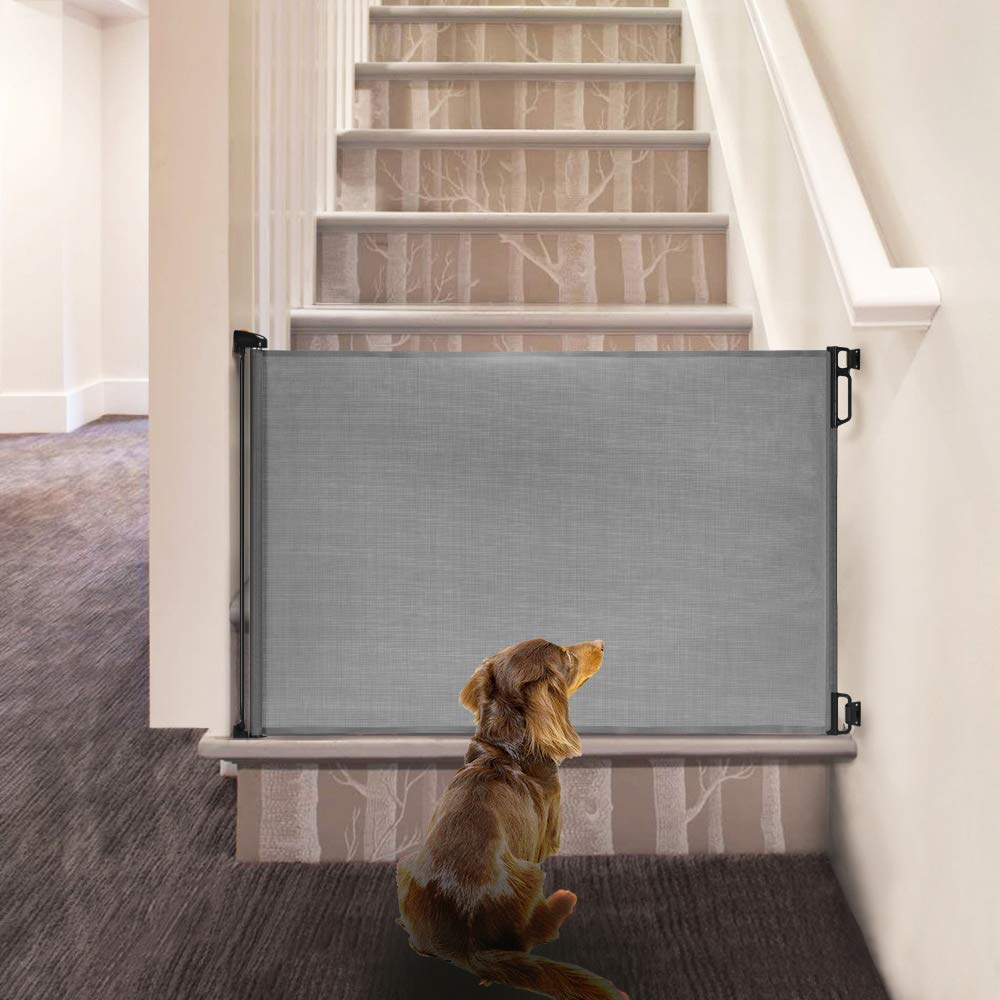Extra Wide and Extra Tall Retractable Baby Gate Extends up to 71 Wide, 39.3 (100cm) Tall, Grey/Pet Retractable Gates for Stairs, Doorways, Hallways, Indoor and Outdoor