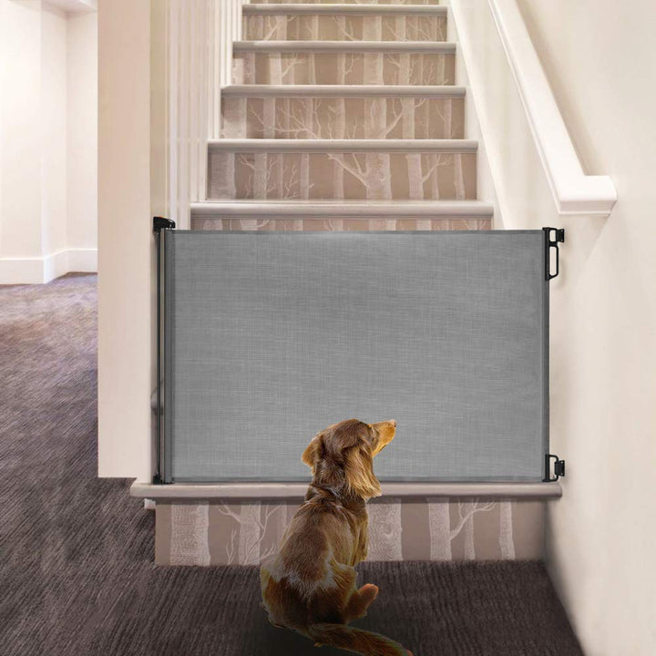 Extra Wide and Extra Tall Retractable Baby Gate Extends up to 71 Wide, 39.3 (100cm) Tall, Grey/Pet Retractable Gates for Stairs, Doorways, Hallways, Indoor and Outdoor