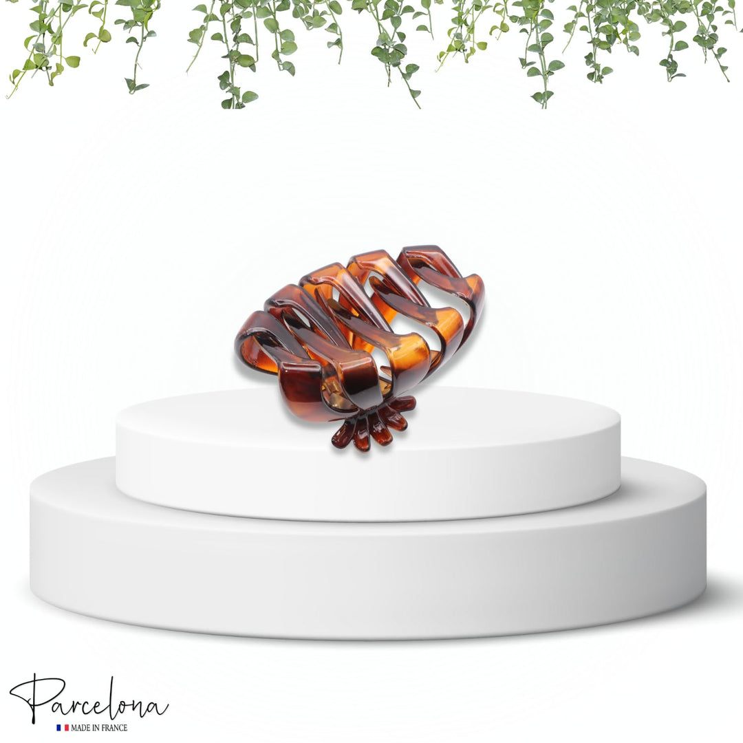 French Fleur Large Wide Inside Teeth Celluloid Tortoise Shell Jaw Hair Claw Clip Clutcher Clamp