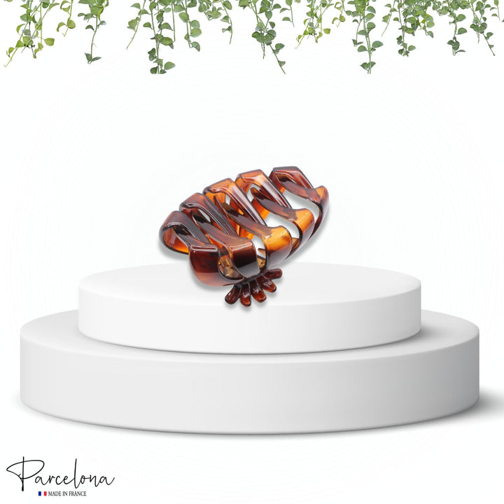 French Fleur Large Wide Inside Teeth Celluloid Tortoise Shell Jaw Hair Claw Clip Clutcher Clamp