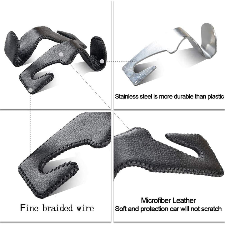 Car Hooks Universal Car Vehicle Back Seat Headrest Hanger Holder Hook Microfiber Leather & Stainless Steel for Bag Purse Cloth Drink Grocery (Black red)…