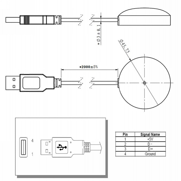 USB GPS Receiver Antenna Gmouse for Laptop PC Car Marine Navigation Magnetic Base