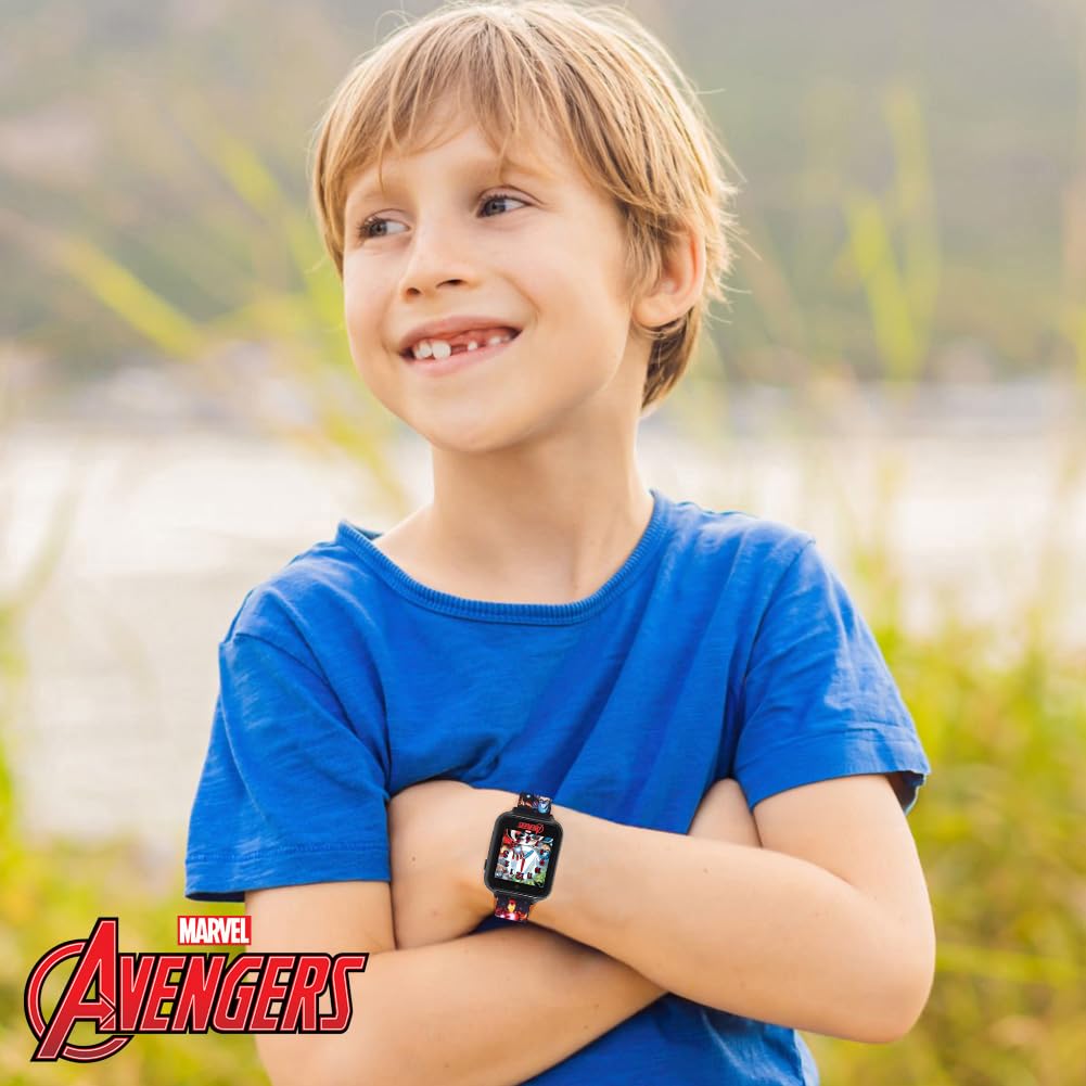 Accutime Kids Avengers Black Educational Touchscreen Smart Watch Toy for Girls, Boys, Toddlers - Selfie Cam, Learning Games, Alarm, Calculator, Pedometer and more (Model: AVG4597AZ)