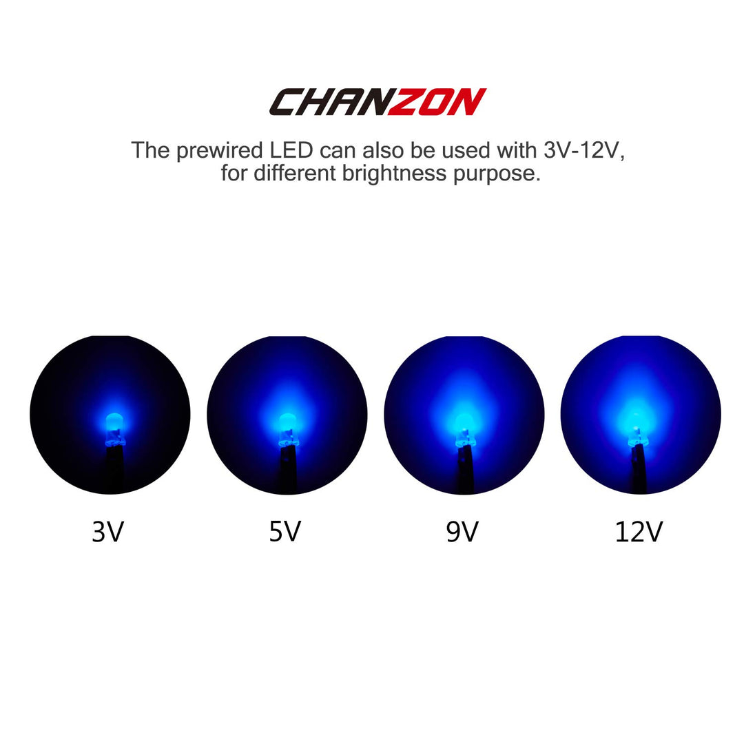 20 pcs Pre-Wired 5mm Blue LED Diode Lights (Round Diffused Frosted Lens DC 12V) with 560 ohms 1/4W Resistor and 24awg Wire Indicator Light Emitting Diodes Lighting 5mmled