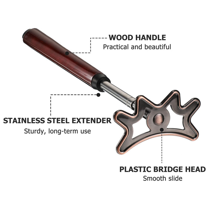 Retractable Pool Bridge Stick,Billiards Cue Stick Bridge with Removable Bridge Head and Wood Handle Billiards Pool Cue Accessory for Pool Cue Table (Brown)