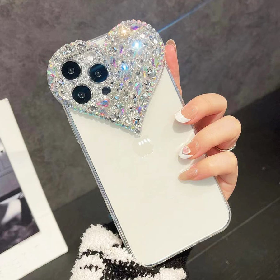 Compatible with iPhone 13 Pro Max case,Luxury Bling Rhinestone 3D Diamond Love Case Cute Glitter Sparkle Soft Silicone TPU Case Cover for Women Girls