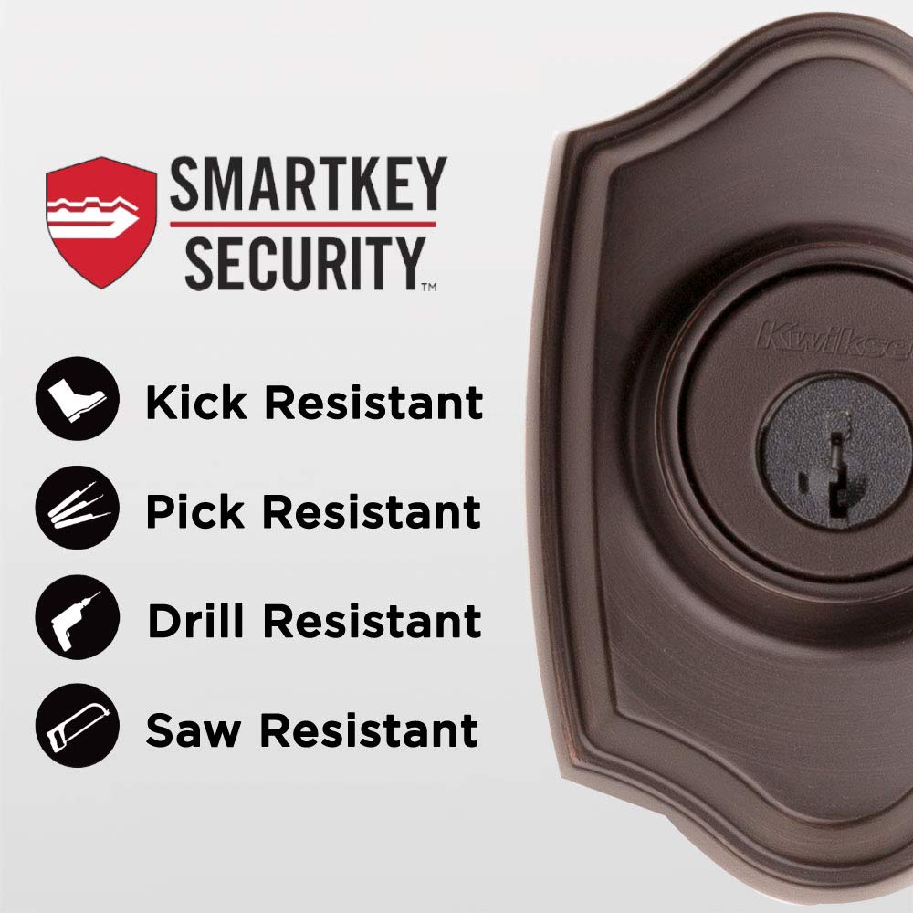 Belleview Front Door Lock Handle and Deadbolt Set, Entry Handleset Exterior with Interior Door Knob, Venetian Bronze, Pick Resistant SmartKey Rekey Deadbolt Security, Brown
