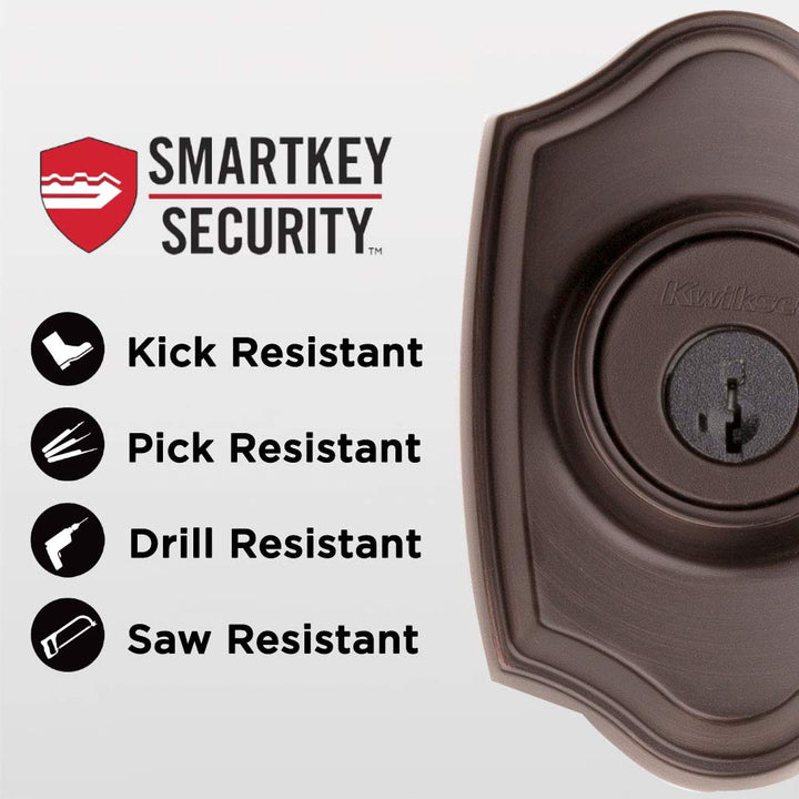 Belleview Front Door Lock Handle and Deadbolt Set, Entry Handleset Exterior with Interior Door Knob, Venetian Bronze, Pick Resistant SmartKey Rekey Deadbolt Security, Brown