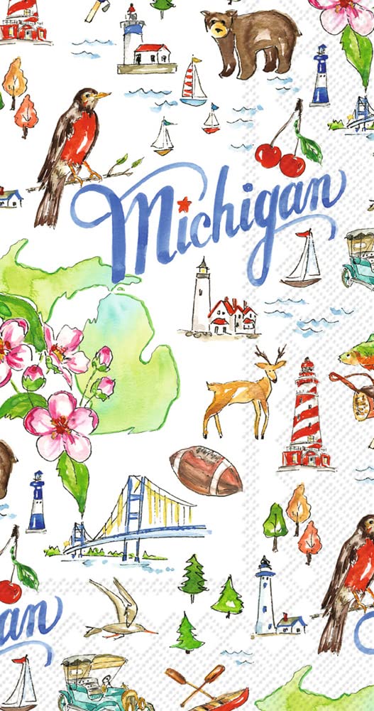 Boston International Rosanne Beck State Collection IHR 3-Ply Guest Towel Buffet Paper Napkins, 16-Count, Michigan