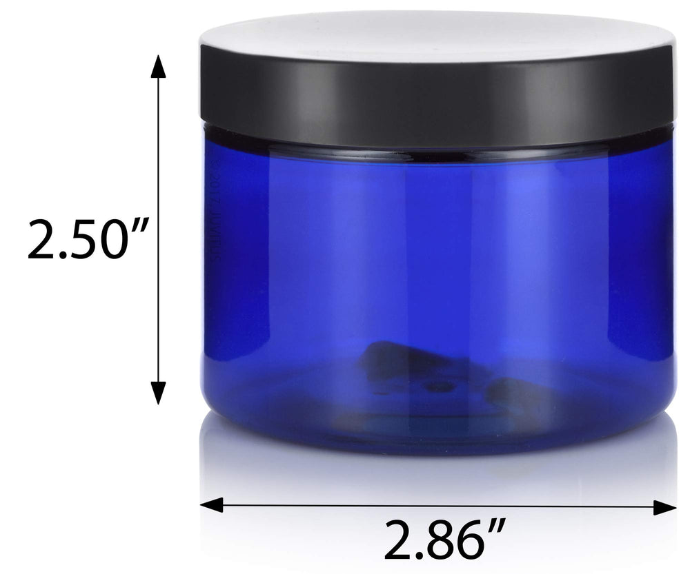 Cobalt Blue PET (BPA Free) Plastic Jar - 6 oz (4 Pack)