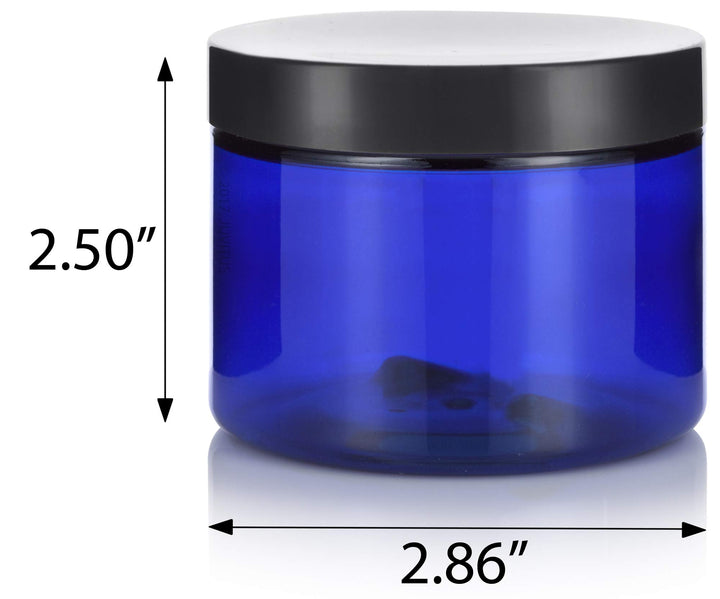 Cobalt Blue PET (BPA Free) Plastic Jar - 6 oz (4 Pack)
