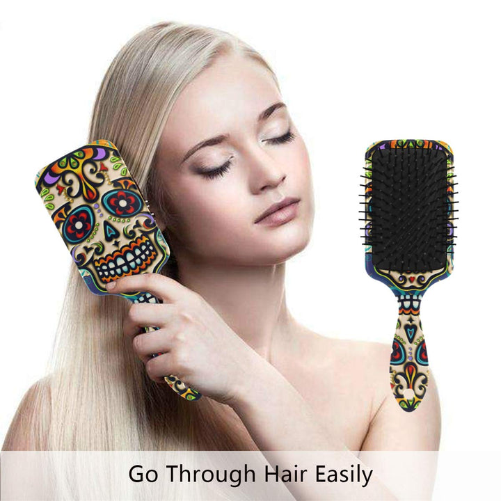 Hairbrush Floral Sugar Skull Day Of The Dead, Air Cushion Massage Comb Hair Brush Anti Static Nylon Ball-tipped for Men Women Wet Dry Curly Damaged Hair