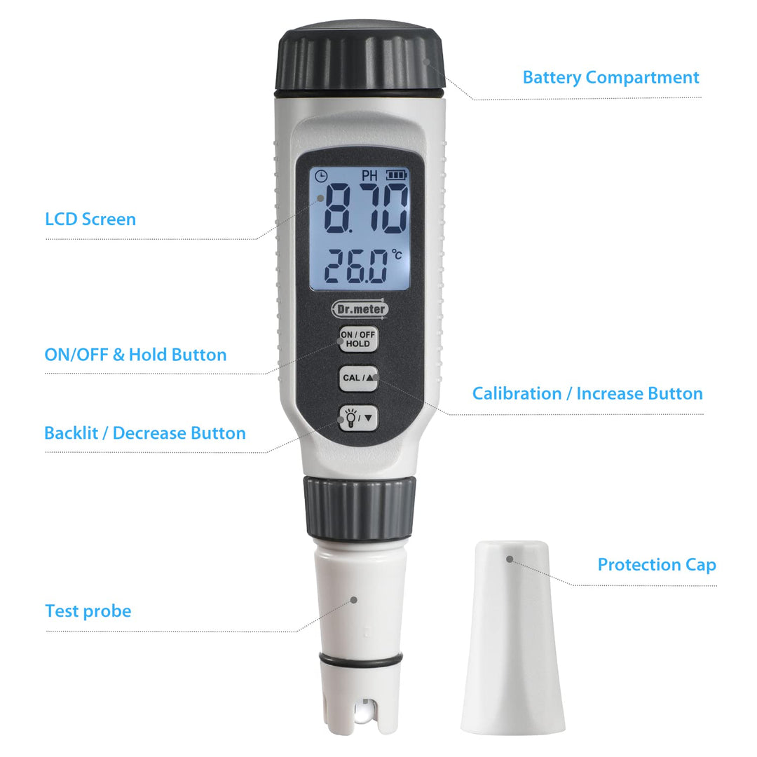 pH Meter, 0.01 High Accuracy Digital PH Tester with LCD Display, 0-14pH Measurement Range with Data Hold Water Quality Tester for Plants Nutrient, Pool, Hydroponic, Aquarium, Home Brewing