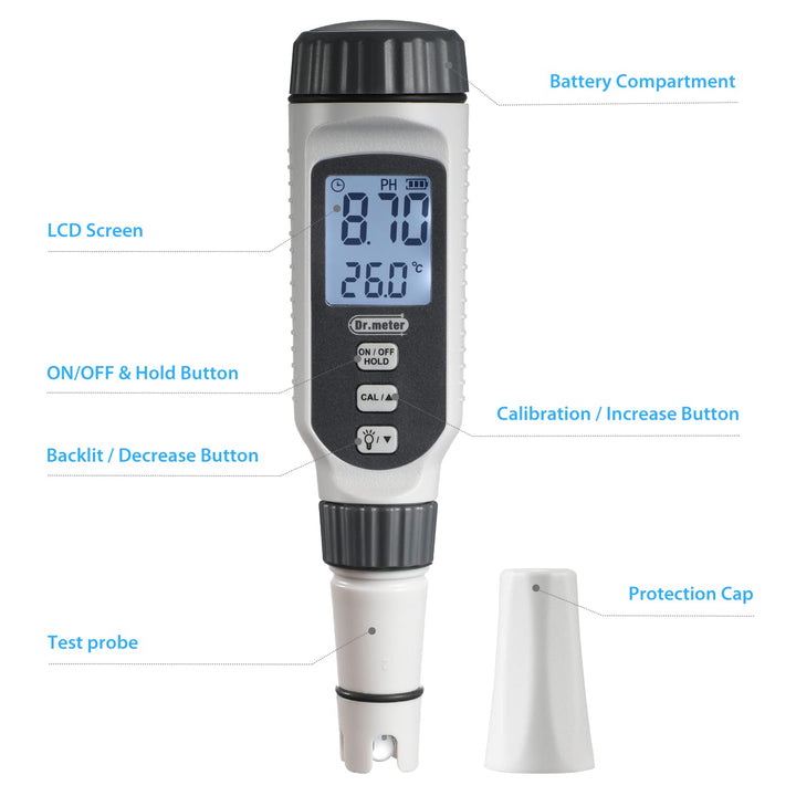 pH Meter, 0.01 High Accuracy Digital PH Tester with LCD Display, 0-14pH Measurement Range with Data Hold Water Quality Tester for Plants Nutrient, Pool, Hydroponic, Aquarium, Home Brewing