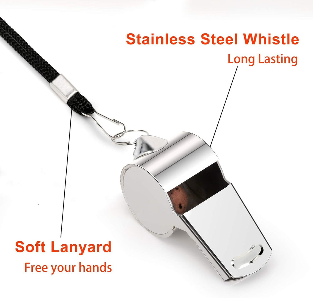 Whistle, Stainless Steel Super Loud Sports Whistle with Lanyard, Perfect for Referees, Coaches, Polices, Outdoor Sports, Emergency