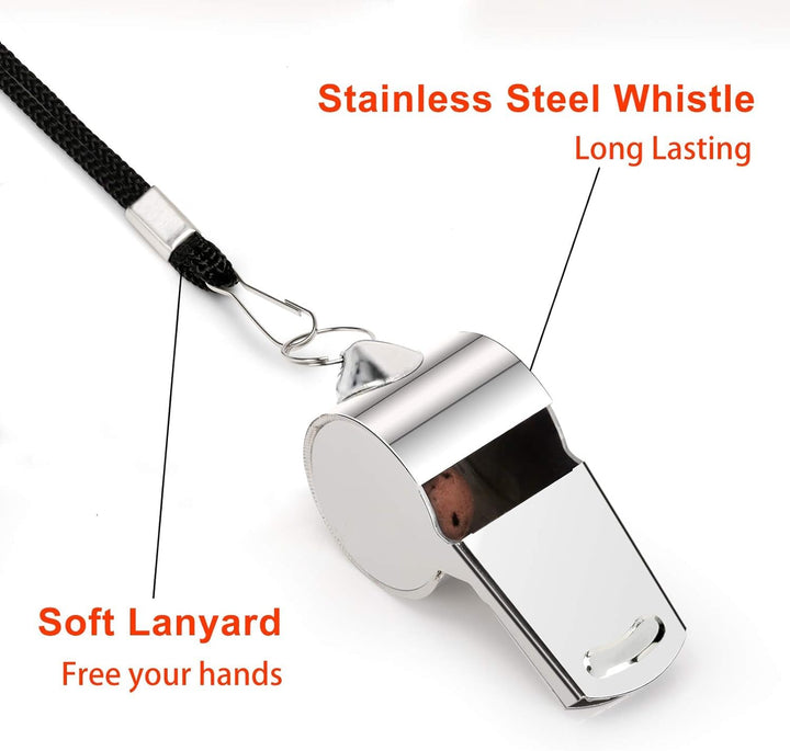 Whistle, Stainless Steel Super Loud Sports Whistle with Lanyard, Perfect for Referees, Coaches, Polices, Outdoor Sports, Emergency
