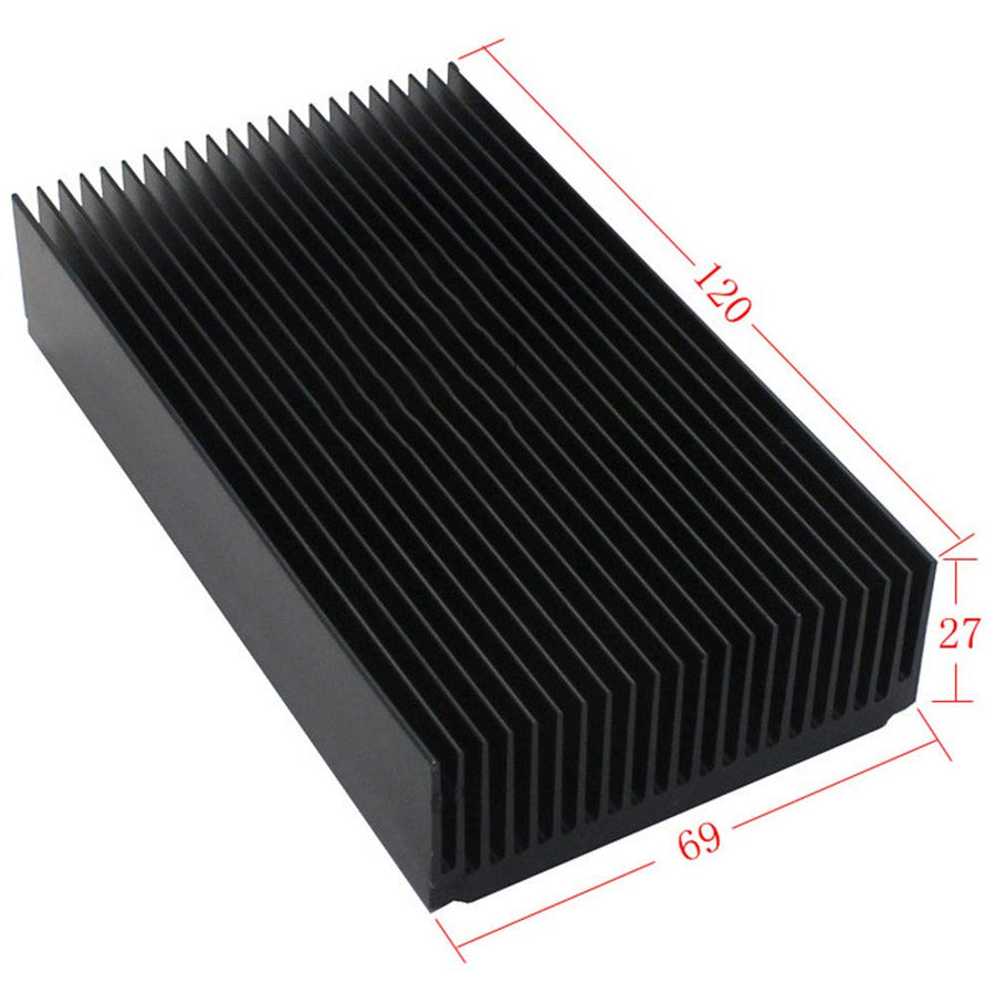Black Aluminum Heatsink, Aluminium Heat Diffusion Cooling Fin 120 x 69 x 27mm/ 4.72(L) x 2.72(W) x 1.06(H)