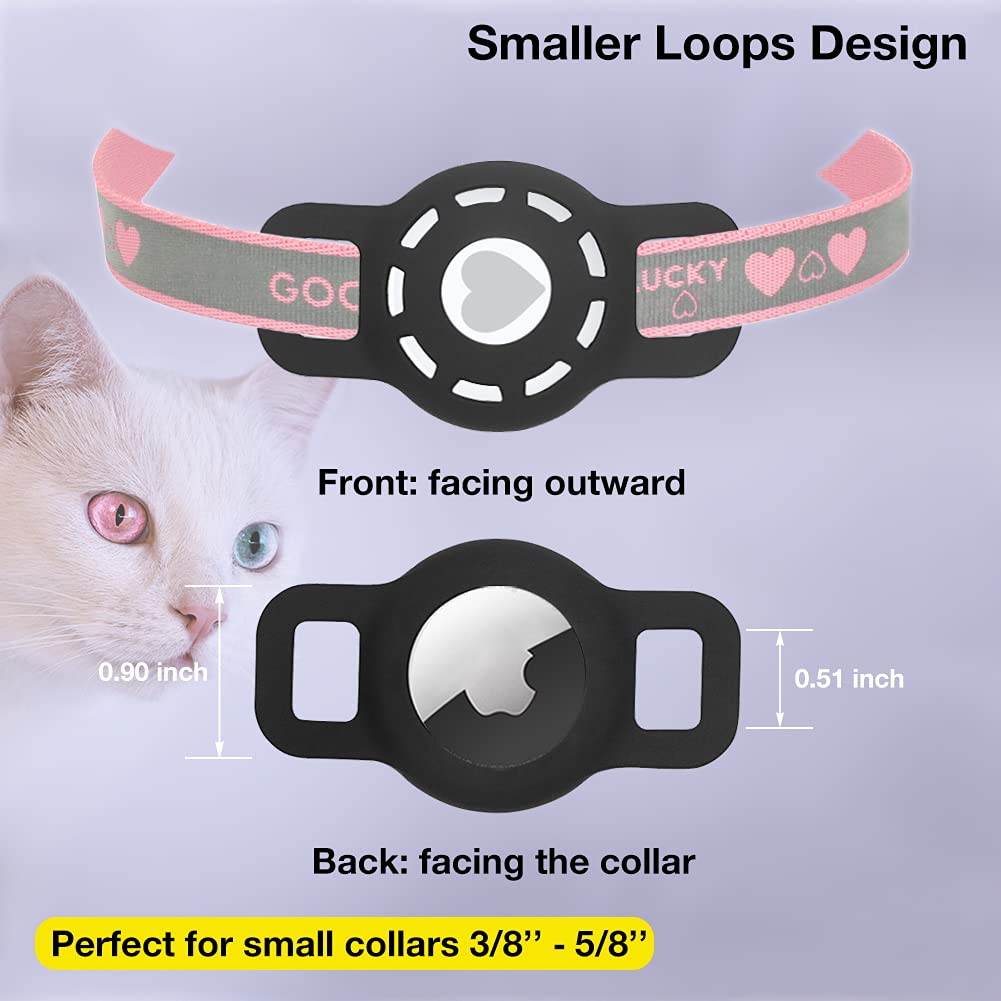 Airtag Cat Collar Holder, Small Air Tag Dog Collar Holder Compatible with Apple Tag, Anti-Lost Pet Tracker Case for Puppy Collars 3/8 5/8