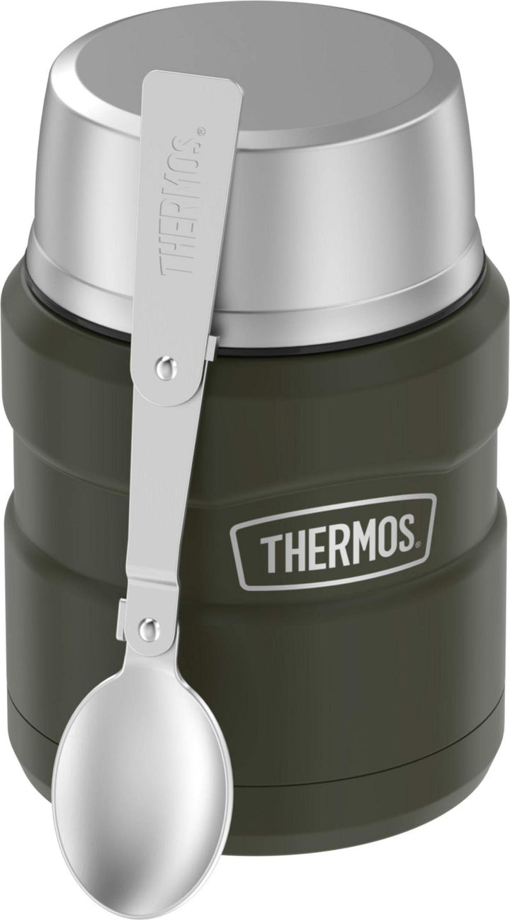Stainless King Vacuum-Insulated Food Jar with Spoon, 16 Ounce, Army Green