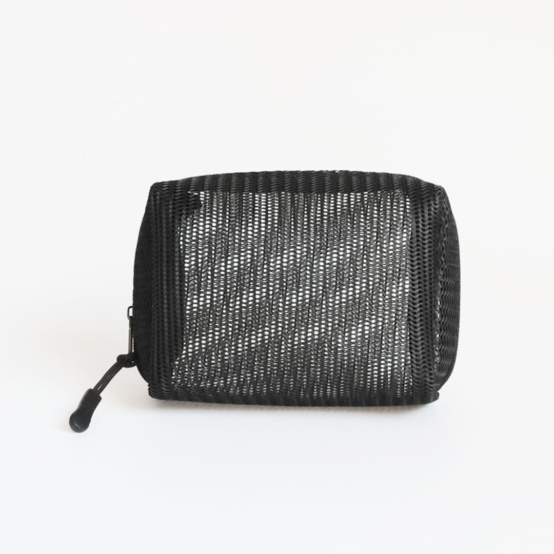 Patu Zipper Mesh Bags, Widened Pencil Case, 5 Pieces, Beauty Makeup Cosmetic Accessories Organizer, Travel Toiletry Kit Set Storage Pouch, Black