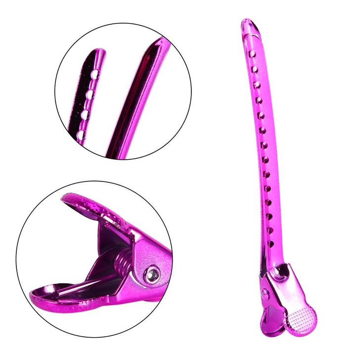 12Pcs Sectioning Clip Barrette Metal Duckbill Clip Hair Grip Clamps Salon Barber Hairdressing Styling Tools ( Color : Rose Red )