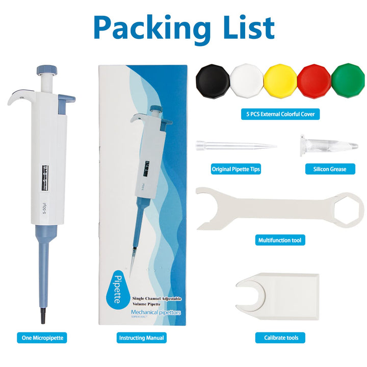 50ul Micropipette - Four E's Scientific 5-50ul Single-Channel Pipette High Accurate Variable Volume Pipettors