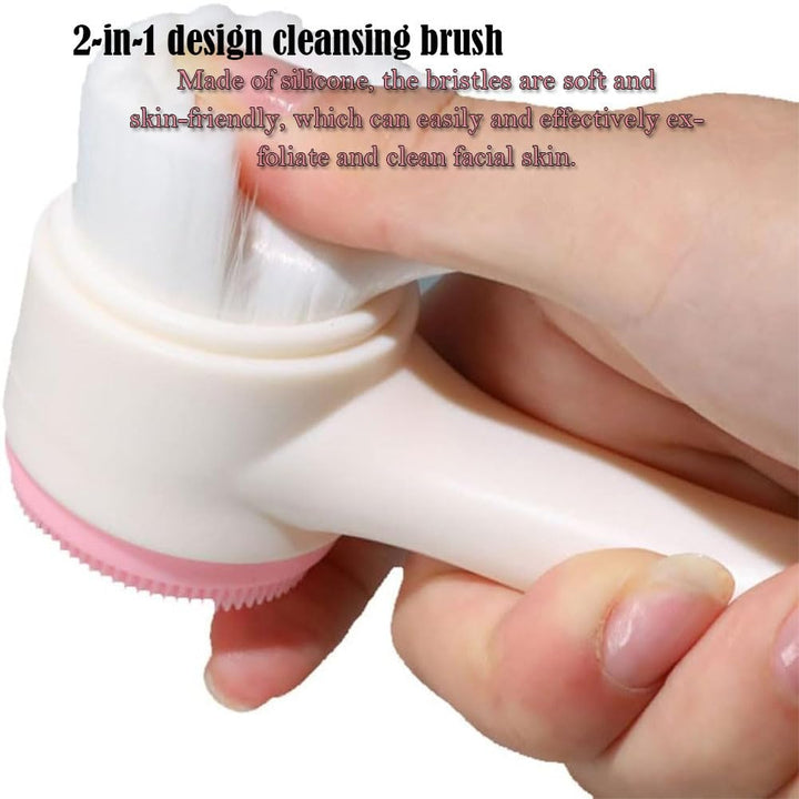 1 Pack Double-sided Cleansing Brush, Silicone Manual Cleansing, Deep Cleansing, for Pore Cleaning, Exfoliating, Blackhead Removal and Massage