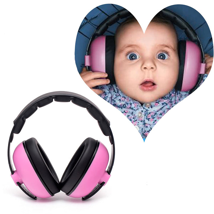 Baby Hearing Protection Safety Earmuffs Noise Reduction Adjustable 0-36Months (Pink)
