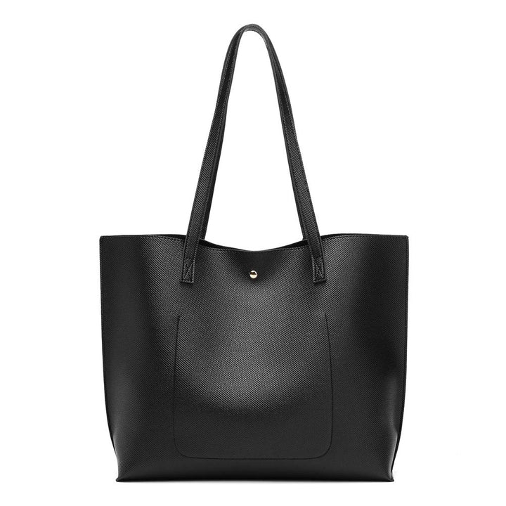 Women's Soft Faux Leather Tote Shoulder Bag from, Big Capacity Tassel Handbag Black-a