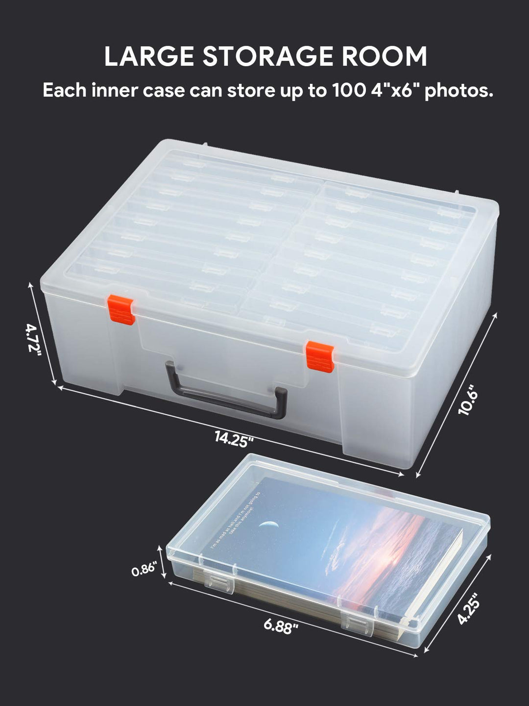 Photo Storage Box 4x6 Pictures, 18 Inner Seed Storage Organizer Extra Large, Photo Organizers Keeper Photo Cases Picture Storage (White)