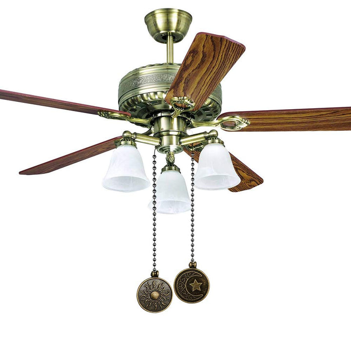 Copper Ceiling Fan Pull Chain Set, Decorative Totem Fan Pull Chain Pendant Extension, 12 Inches Lighting & Fan Beaded Ball Chain Extender Ornament with Connector, Moon and Sun (2Pack)