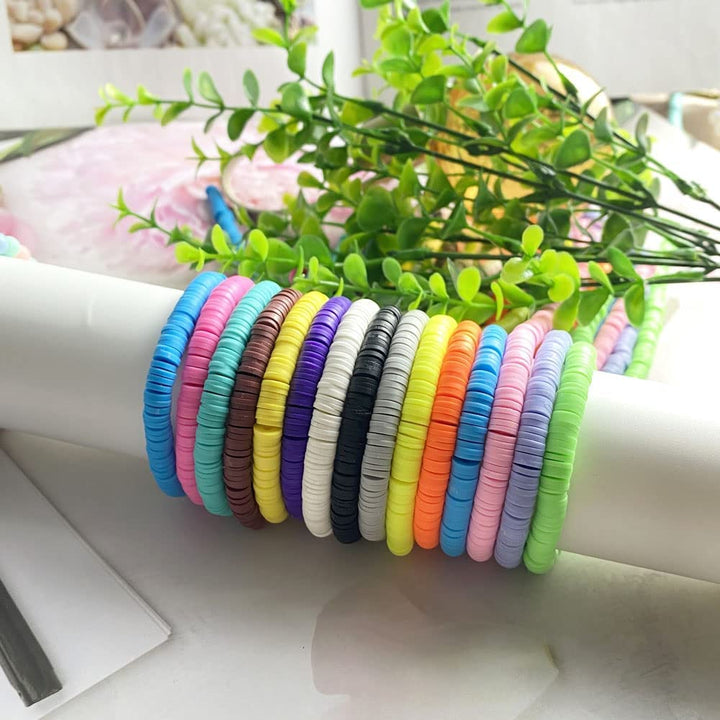 3000pcs Heishi Beads Polymer Clay Beads Flat Round Spacer Beads for Jewelry Making Bracelets Necklace Earring Accessories DIY Handmade Craft (6mm, White)