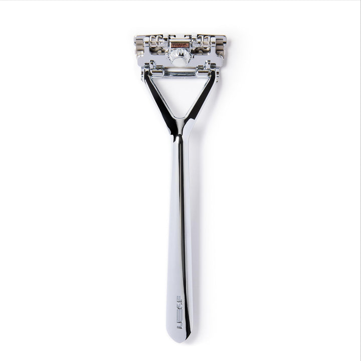 | Leaf Razor, Chrome - All-Metal, Eco-Friendly Razor for Women & Men; Includes 10 Stainless Steel Single-Edge Razor Blades; Recommended for Head Shaving and Leg Shaving