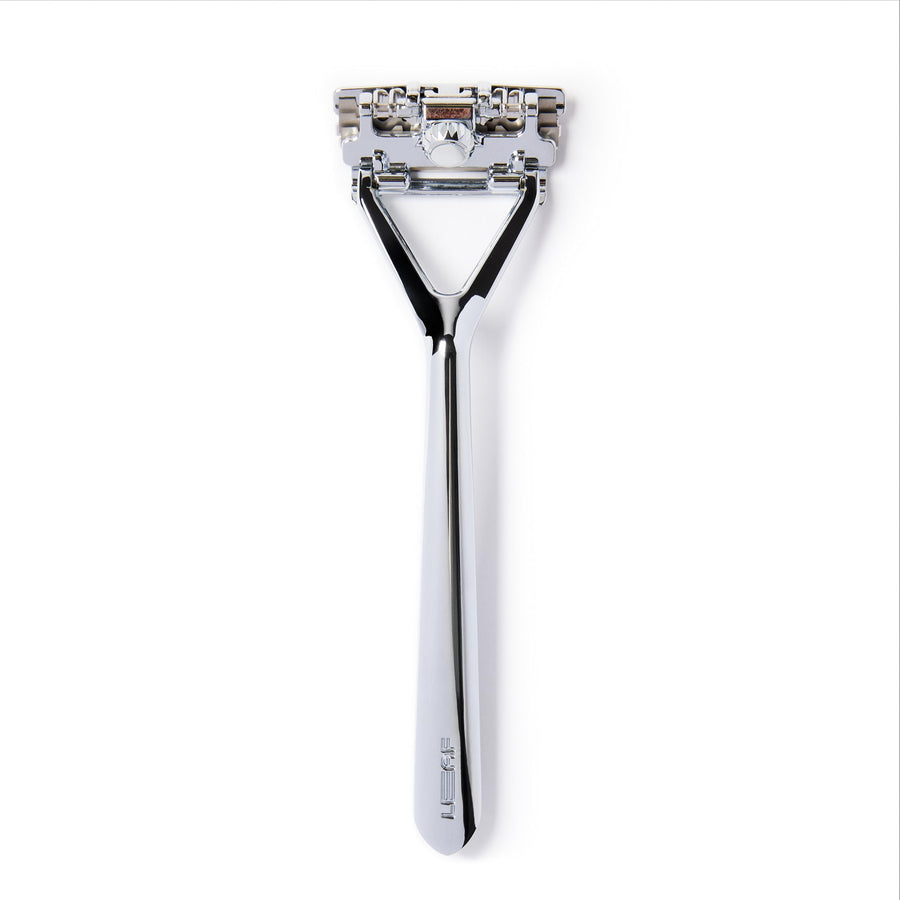 | Leaf Razor, Chrome - All-Metal, Eco-Friendly Razor for Women & Men; Includes 10 Stainless Steel Single-Edge Razor Blades; Recommended for Head Shaving and Leg Shaving