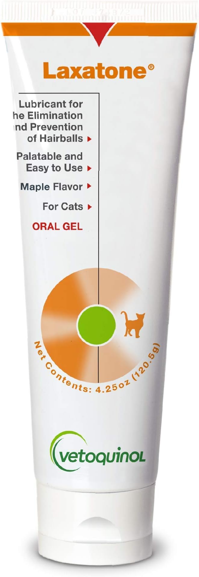 Laxatone: Oral Hairball Lubricant Gel for Cats – Maple-Flavored, 4.25oz – Lubricant for Helping with Hairball Prevention & Elimination – Natural Furball Digestive Relief Support