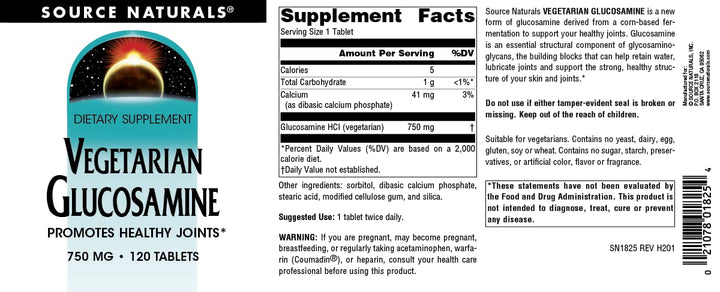 Vegetarian Glucosamine, Promotes Healthy Joints*, 750 mg - 120 Tablets