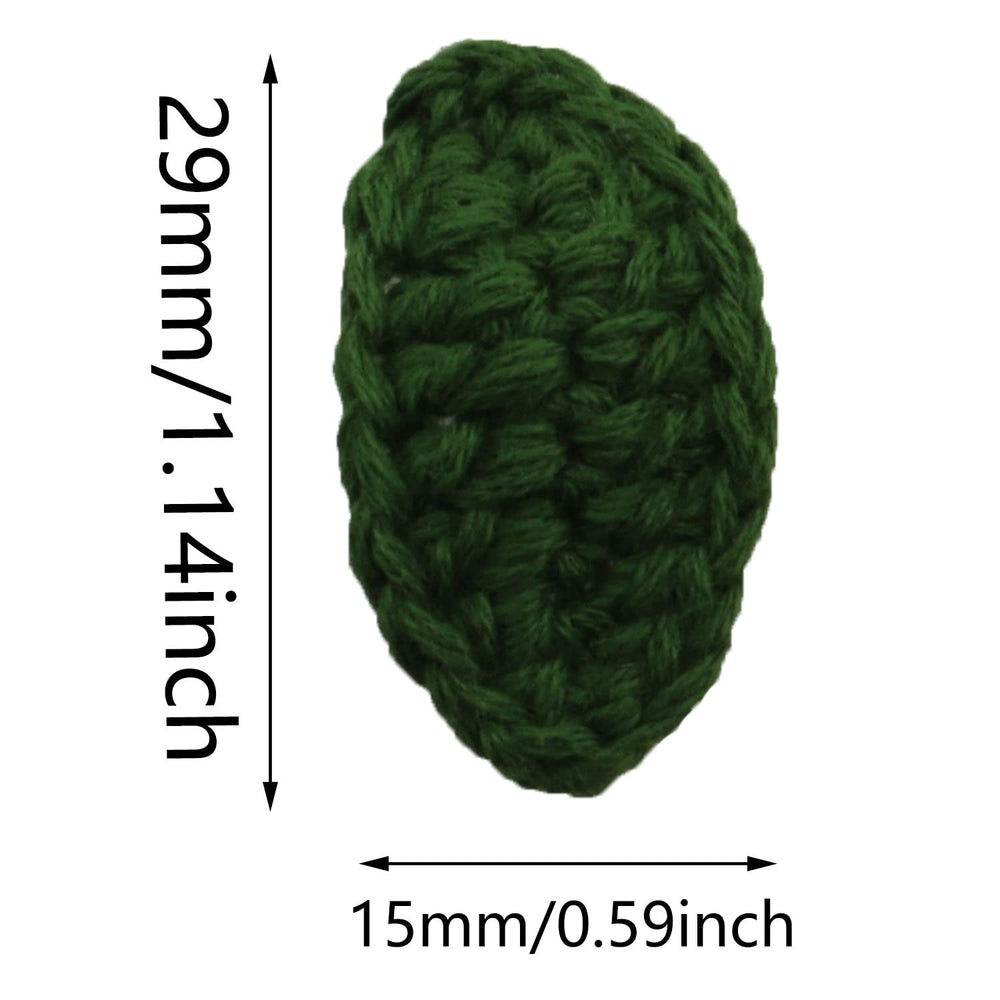 Crochet Green Leaf 12PCS Mixed Green Handmade Crocheted Flowers Leaves Small Applique for Decorative Embellishment Cardmaking Scrapbook Craft