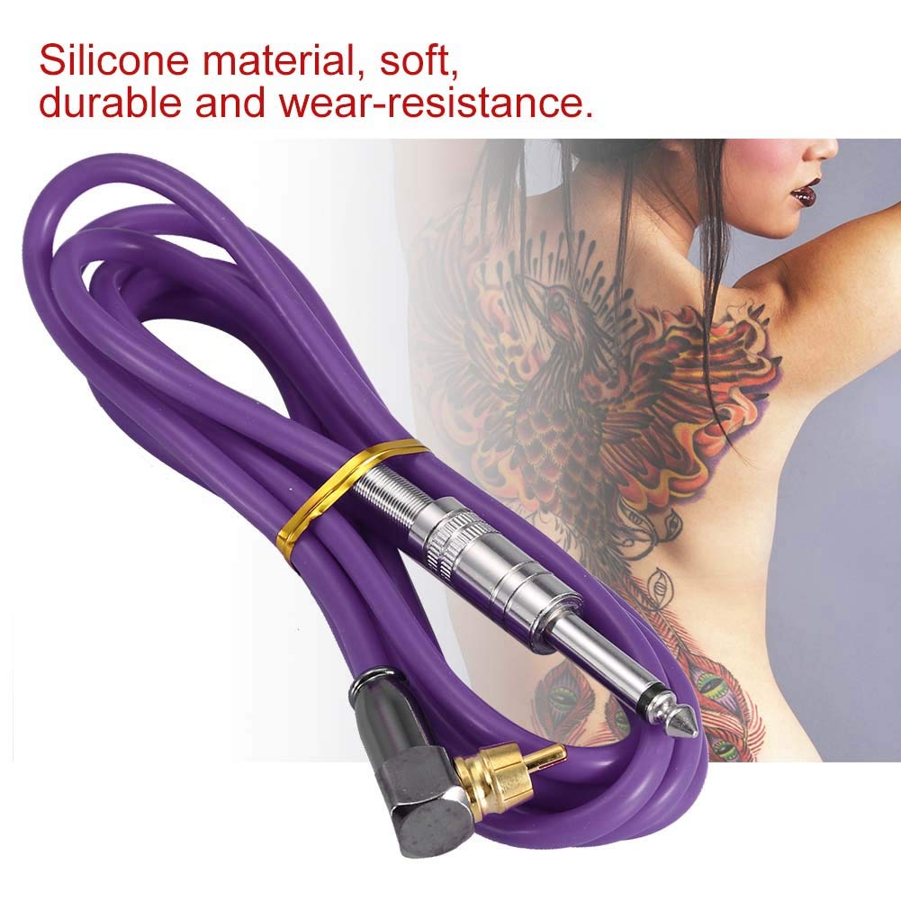 Silicone Soft Tattoo Clip Cord, Flexible Silicone Hook Line Core Clip Tattoo Wire for 90 Degree RCA Interface Tattoo Machine Power Conversion kit Accessory(purple)