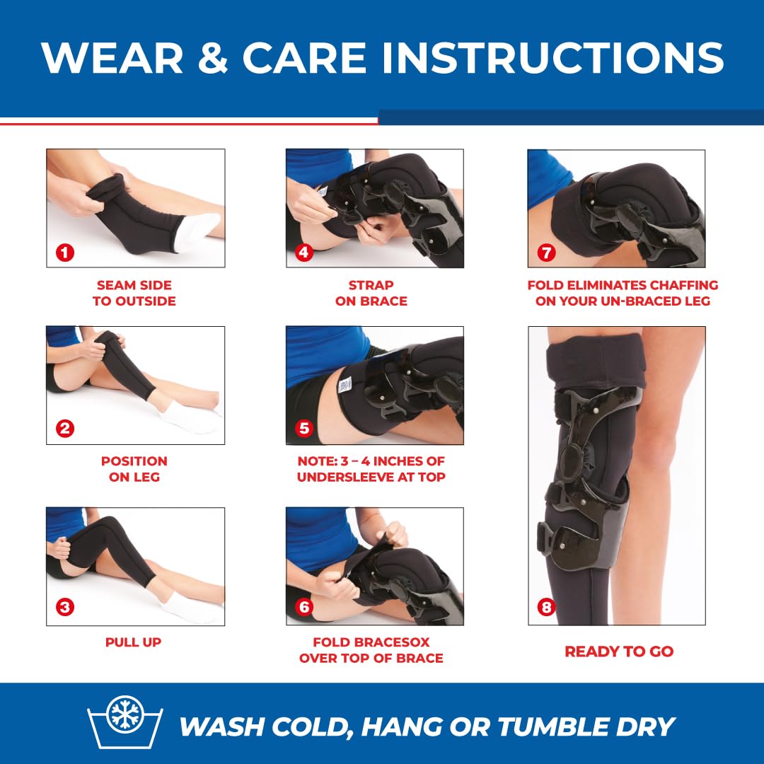 Bracesox Knee Brace Undersleeve – Cotton/Lycra blend Knee Sleeves for Women & Men, Breathable Knee Sleeve for Women & Men for Knee Bracing, Comfortable Knee Sleeve for Knee Braces - X-Small