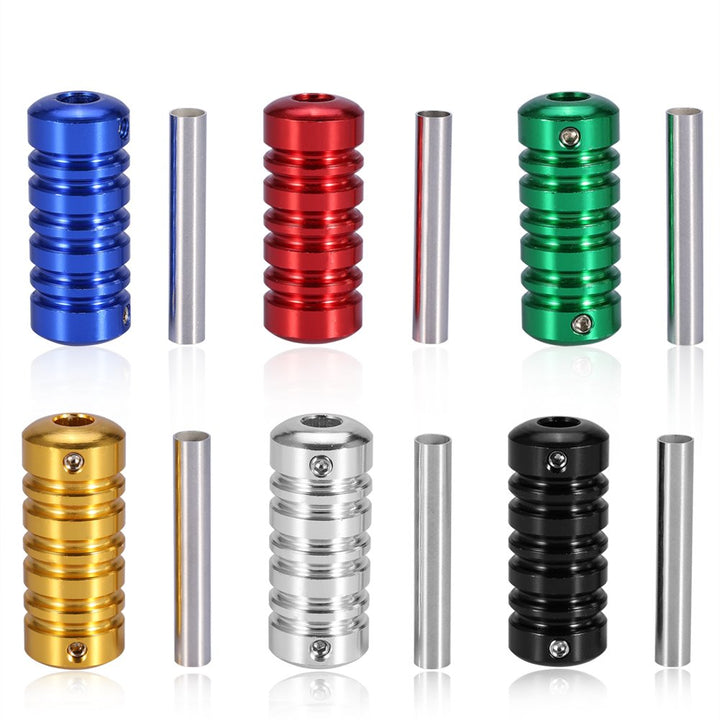 Tattoo Grips, 6 Colors Tattoo Machine Gun Part Handle Tube Tip Grip Body Art Accessory With Back Stem(Sliver)