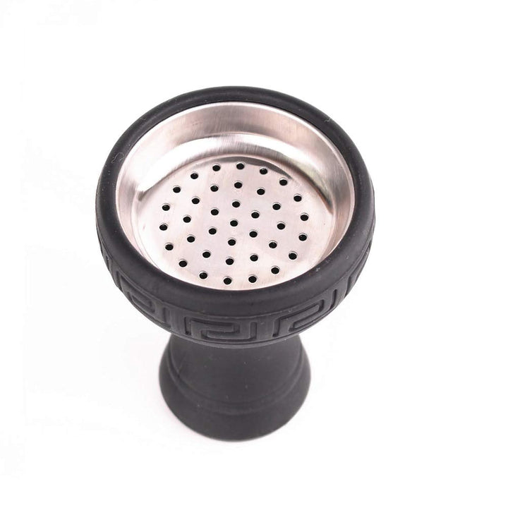 Silicon Hookah Bowl with Stainless Steel Unbreakable No Odor for Shisha Accessories Charcoal Hose Moth Tips Flower Shape (Black)